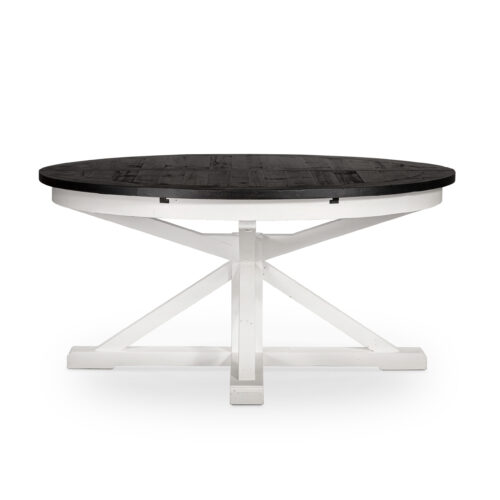 wood black and white expandable round dining table