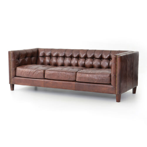 Abbott Sofa with Saddle toned, top grain leather