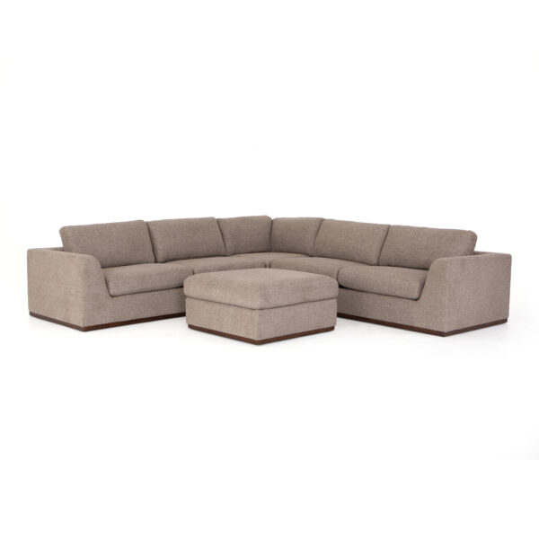 Colt Three Pc Sectional Sofa with Ottoman Gaston Pewter