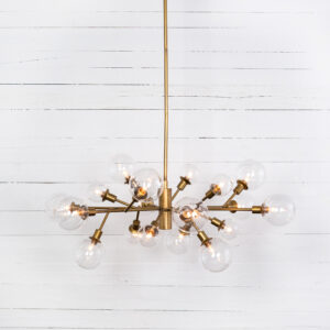 Matte Brass Pellman Chandelier with sculptural iron arms