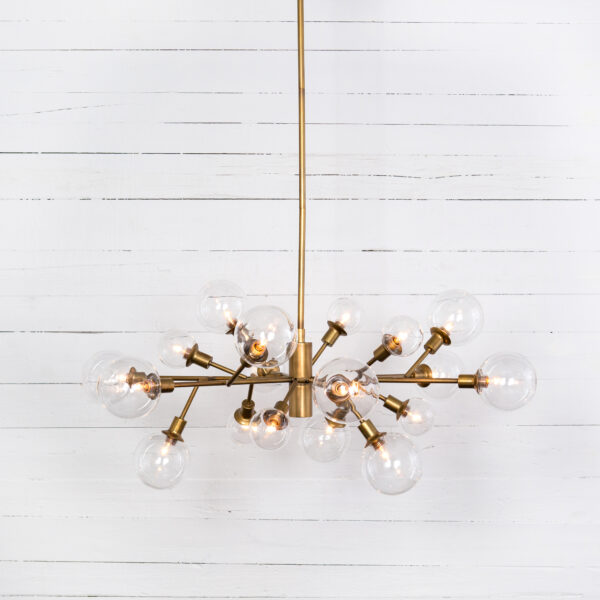 Matte Brass Pellman Chandelier with sculptural iron arms