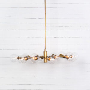 Matte Brass Pellman Chandelier with iron arms and bulbs