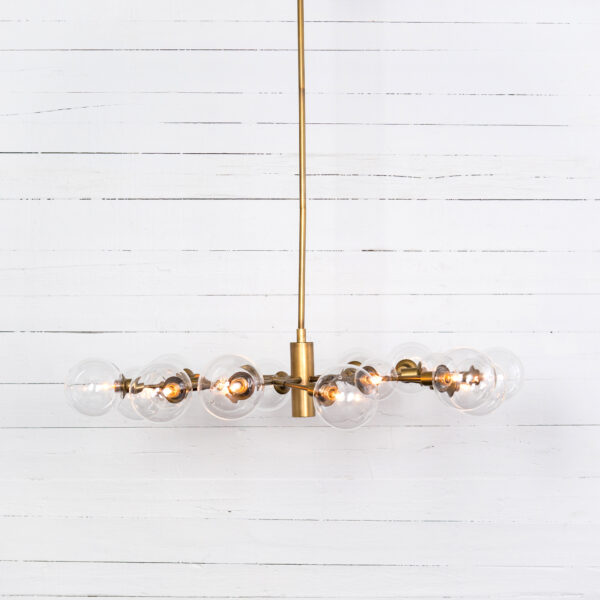 Matte Brass Pellman Chandelier with iron arms and bulbs