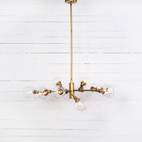 matte brass sputnik clear glass globe chandelier