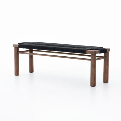 shaina black woven rope bench